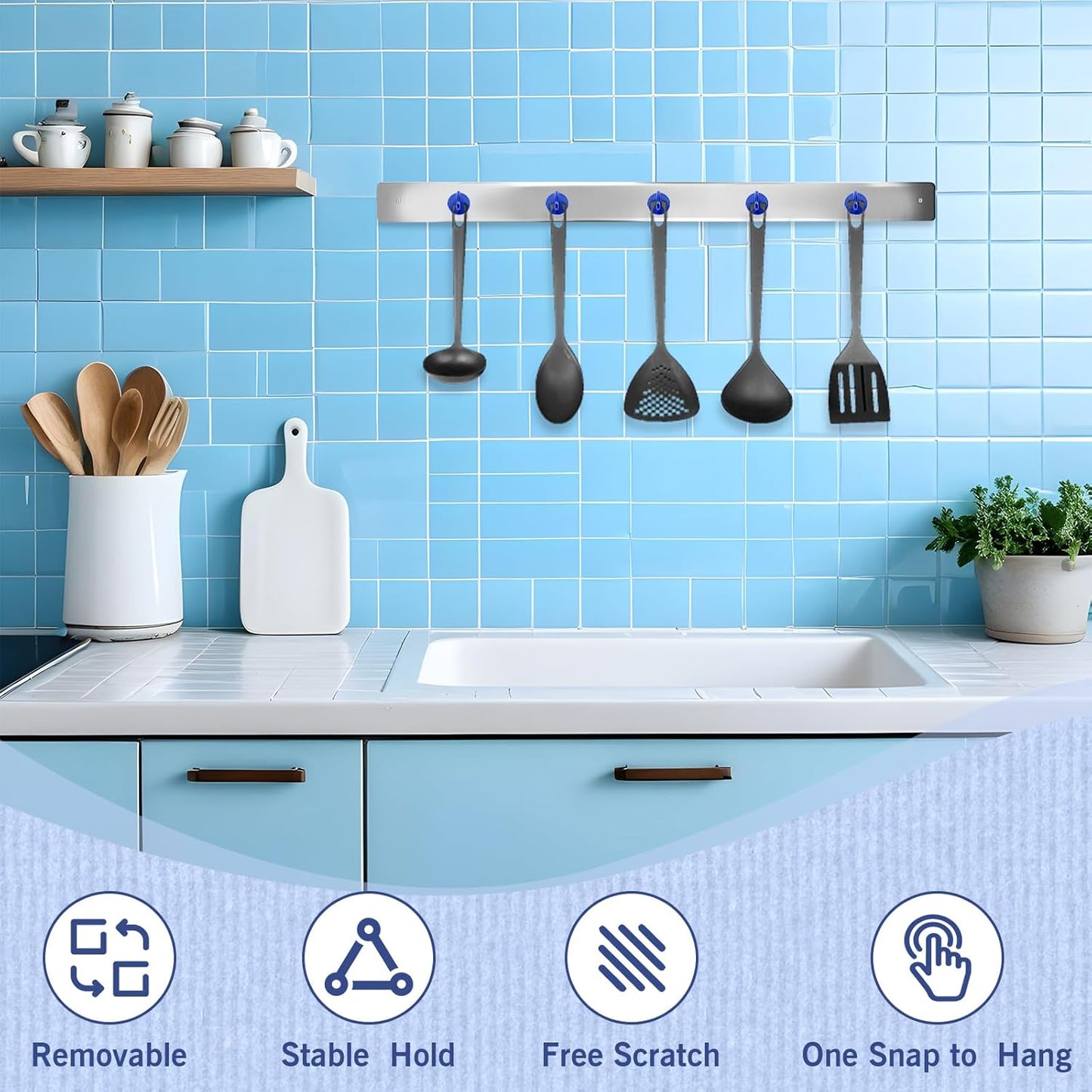 Neosmuk Magnetic Hooks, Cruise Ship Essentials, 40lb+ Heavy Duty Magnetic Hooks for Cruise Cabins, Refrigerator, Grill, Hanging, and Travel | Extra Strong Must-Haves Magnet Hook,Navyblue,Pack of 10