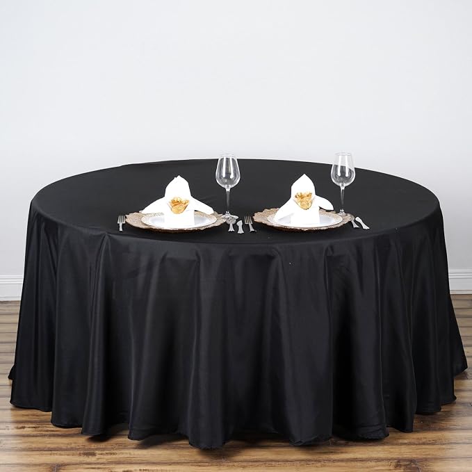 Balsa Circle 10 pcs 108 inch Black Round Washable Polyester Easy-Care Tablecloth for Indoor and Outdoor Bridal Shower Wedding Table Buffet Table Parties Events Kitchen Dining - Image 8