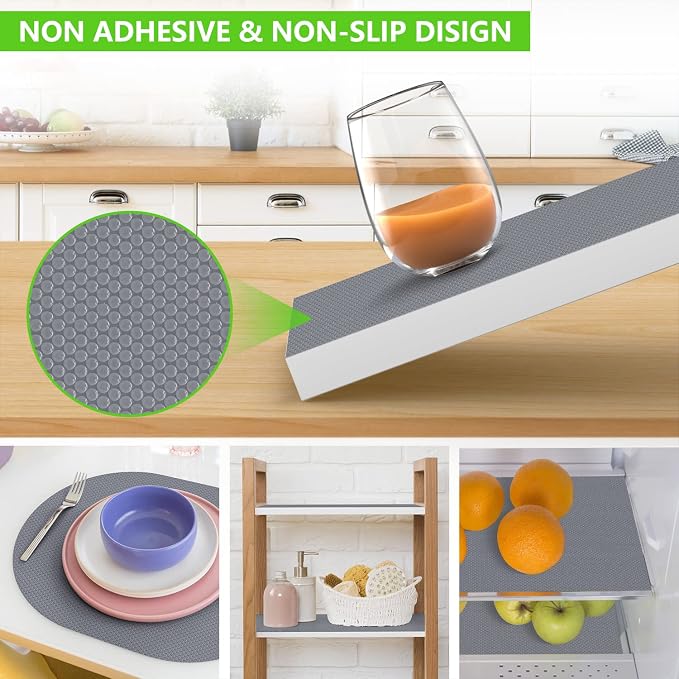 Shelf Liners for Kitchen Cabinets Non Adhensive,Gray 17.5"× 236.2" - Image 7