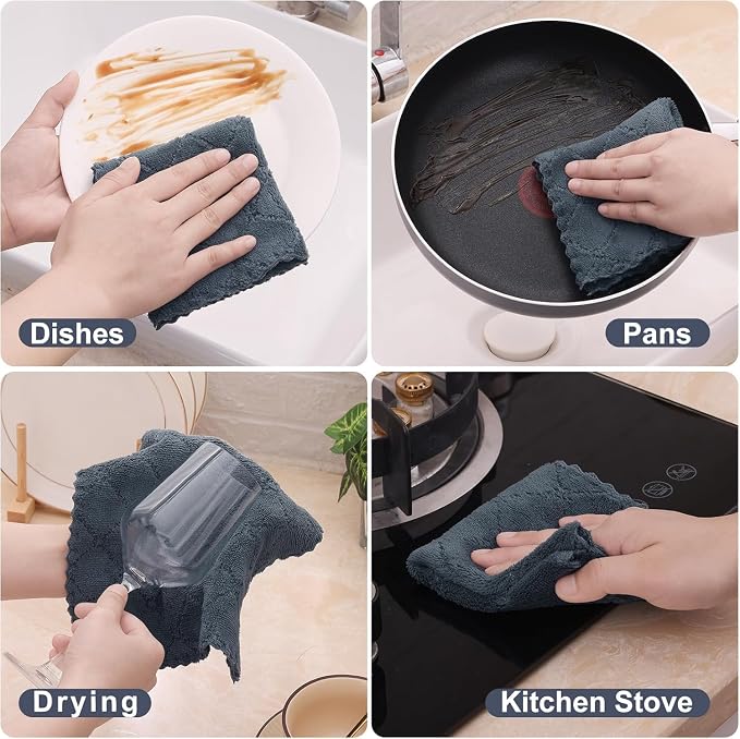 Homaxy 18 Pack Super Soft Absorbent Dish Cloths, 10" x 10", Dark Grey - Image 5