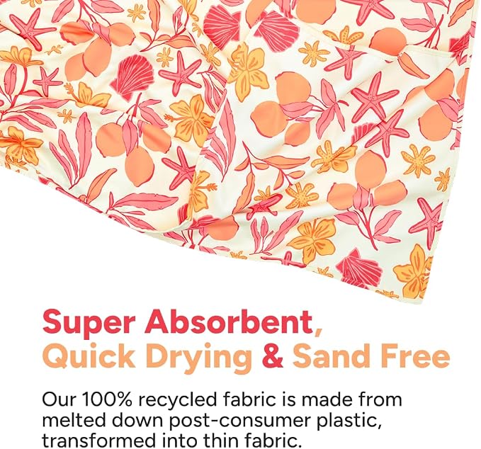 Dock & Bay Beach Towel - Quick Dry, Sand Free - Compact, Lightweight - 100% Recycled - Includes Bag - Tangerine Tide - Extra Large (200x90cm, 78x35) - Image 3