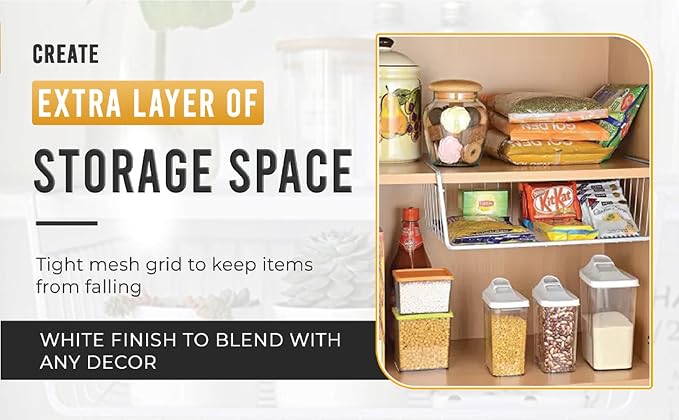 YBM Home Under Shelf Wire Basket Storage Organizer for Kitchen Pantry - Hanging Storage Cabinet Organizer Rack Adds Extra Storage Space Underside the Shelf (1, Medium) - Image 6