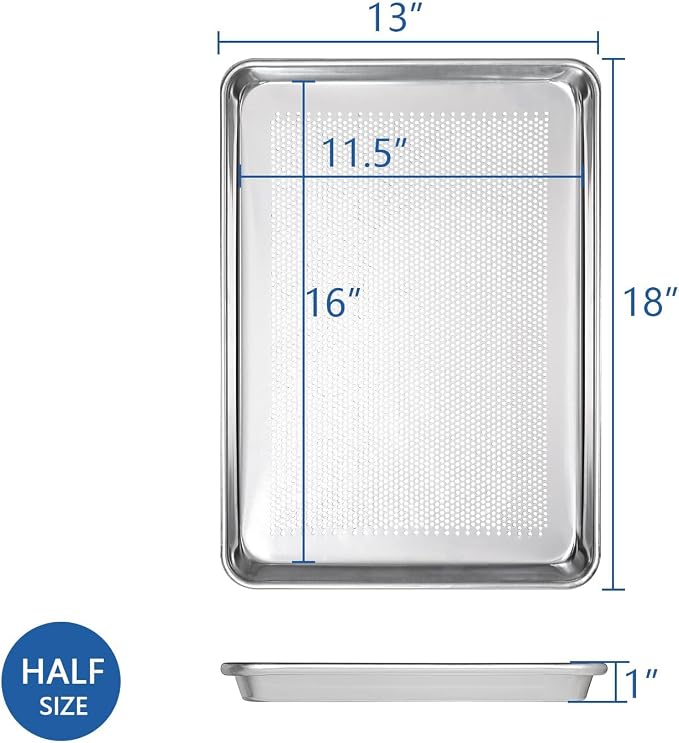 HARDURA Aluminum Perforated Baking Sheet Pan 18"L X 13"W X 1"H, 12Packs | Cookie Sheet, For Oven in Bakery & Restaurant, Kitchen - Image 3