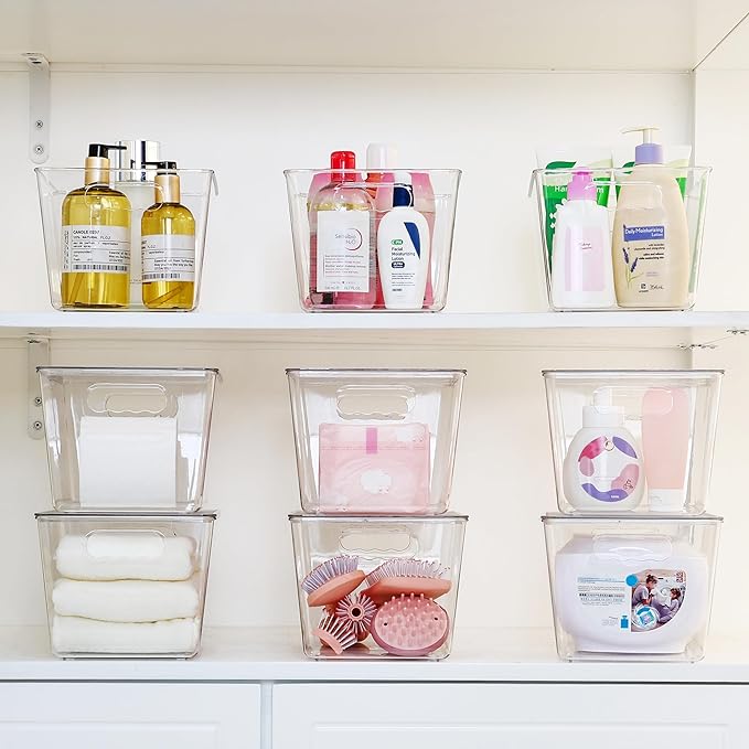 Vtopmart 6 Pack Clear Stackable Storage Bins with Lids and Handles, Large | BPA-free Plastic, Organize Vertically, For Pantry Kitchen Fridge Cabinet Closet Bathroom, Built to Last, Easy to Move - Image 5