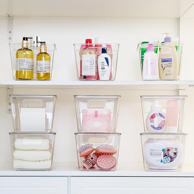 Vtopmart 4 Pack Clear Stackable Storage Bins with Lids and Handles, Large | BPA-free Plastic, Organize Vertically, For Pantry Kitchen Fridge Cabinet Closet Bathroom, Built to Last, Easy to Move - Image 6