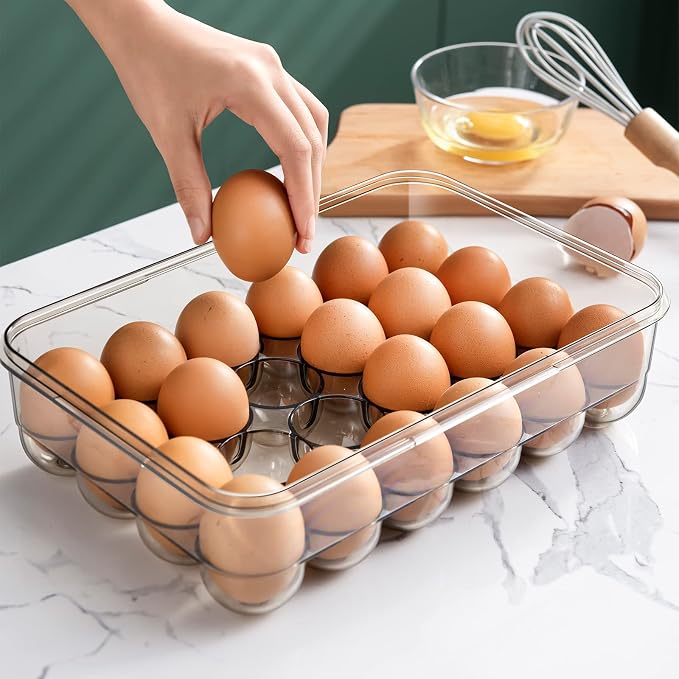 CottonColors Egg Holder 24 Container With Lids for Timer 2 pack | Refrigerator Stackable Storage Refrigerator Organizer - Image 5