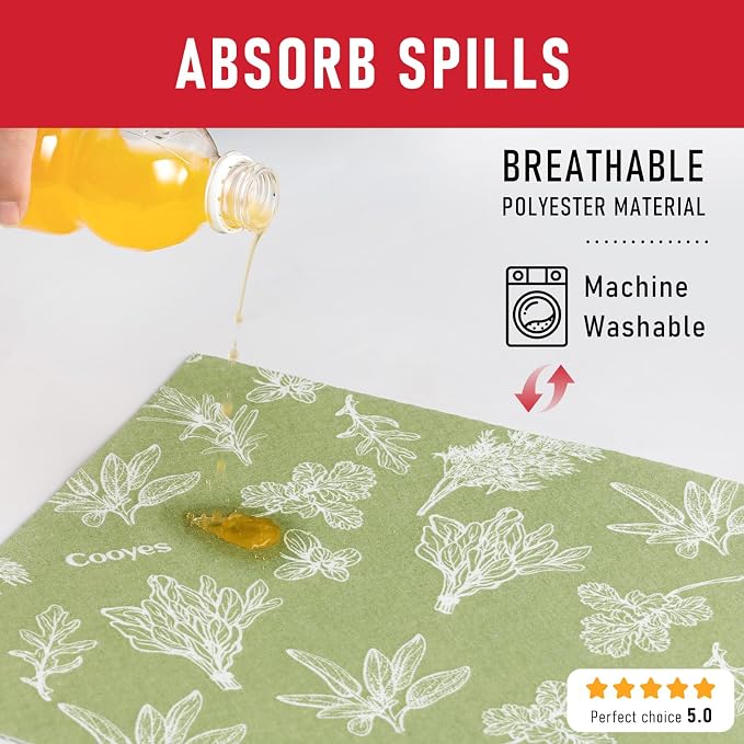 Cooyes Shelf Liner for Refrigerator & Drawer, Non-Adhesive Cabinets Liner for Kitchen Cupboard & Fridge, Breathable Cloth Material, Vegetable-Patterned, 12" x 360", Sage Green - Image 9
