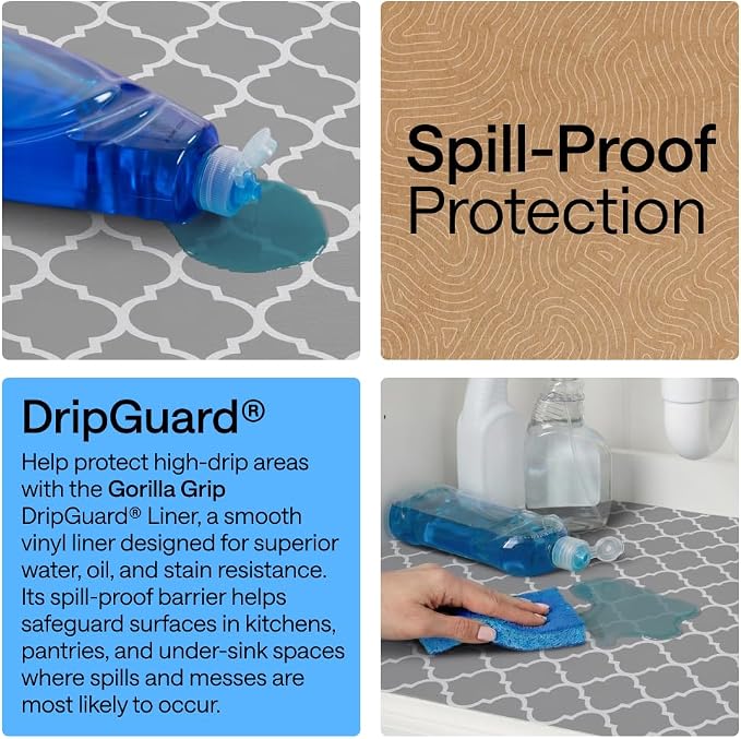 GORILLA GRIP Shelf Liner, Kitchen Drawer Protector, 24x240 White Gray - Image 3
