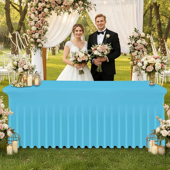Moosfor 2 Pack Spandex Fitted Rectangle Tablecloth, Elastic Table Skirt - Image 2