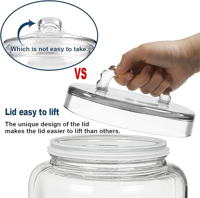 3 Gallon Glass Jar with Airtight Lid, Wide Mouth Large Glass Container | 5.7" Wide Mouth, Glass Canister, Easy-Grip Lid, Heavy Duty Glass, Cookie Jar, Pantry Storage for Flour, Sugar, Dog Treats - Image 6
