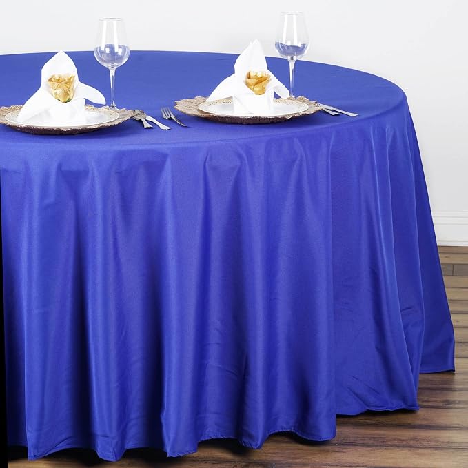Balsa Circle 10 pcs 108 inch Royal Blue Round Washable Polyester Easy-Care Tablecloth for Indoor and Outdoor Bridal Shower Wedding Table Buffet Table Parties Events Kitchen Dining - Image 4