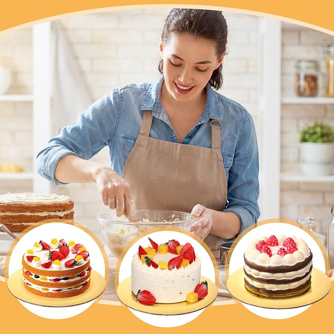 Potchen 100 Pack 12 Inches Round Cake Boards Cardboard, Gold - Image 7