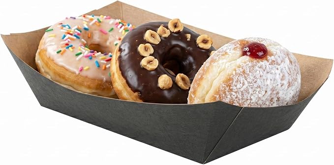 Restaurantware-Bio Tek 2-pound Food Trays, 200 Disposable Paper Food Trays - Heavy-Duty, Greaseproof, Black Paper Food Boats, For Snacks, Appetizers, Or Treats, Use At Parties Or Carnivals - Image 6