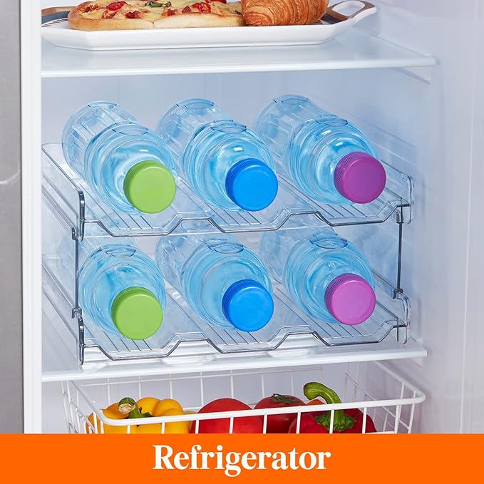 Lifewit Stackable Water Bottle Organizer for Cabinet, Clear Tumbler Holder | Large Slot for Up to 32 oz Cups, Plastic Wine Rack for Fridge, Pantry, Kitchen Organization & Storage, 2-Tier Holds 6 Bottles - Image 6