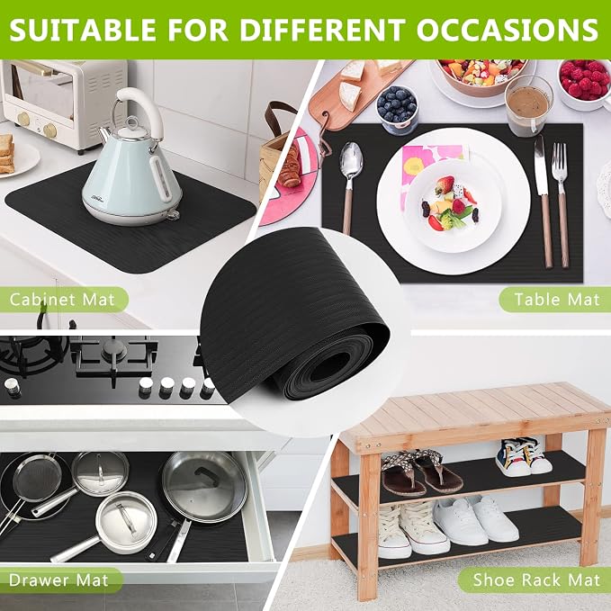 Anze Shelf Drawer Liner for Kitchen Cabinets, Black, 11.8 x 78.7 in - Image 6