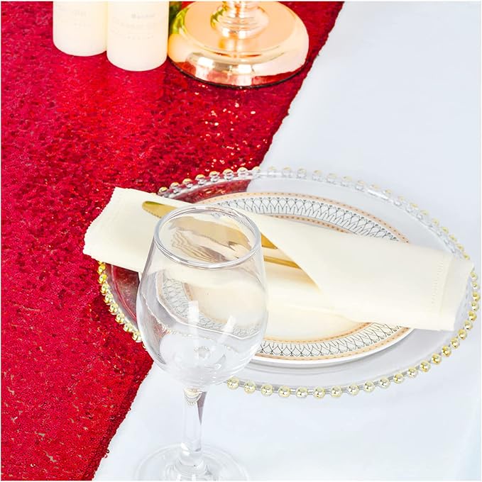Red Sequin Table Runner 6 Pack 12''x72 Glitter Table Runner - Image 4