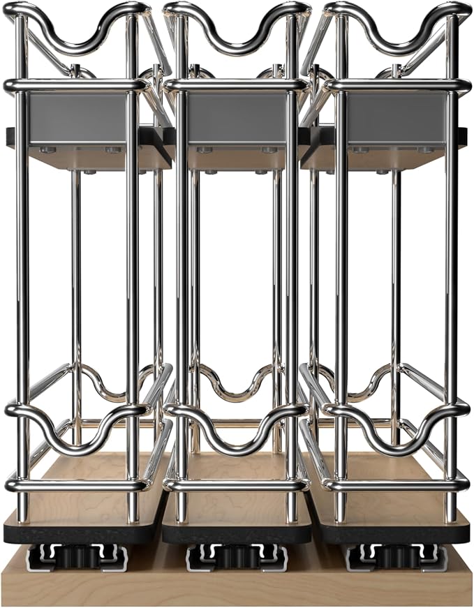 Rev-A-Shelf 9" Pullout Organizer, 2 Tier Triple Narrow Upright Shelf, 5WU2-9N3-1 - Image 4
