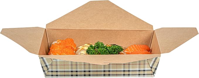 Restaurantware-Bio Tek 8.5 x 6.2 x 1.9 Inch Food Containers, 200 Durable Takeaway Boxes - Disposable, Sturdy, Plaid Paper 49 Ounce Takeout Boxes, Rectangle, For Takeouts And Delivery, Or Picnics - Image 11