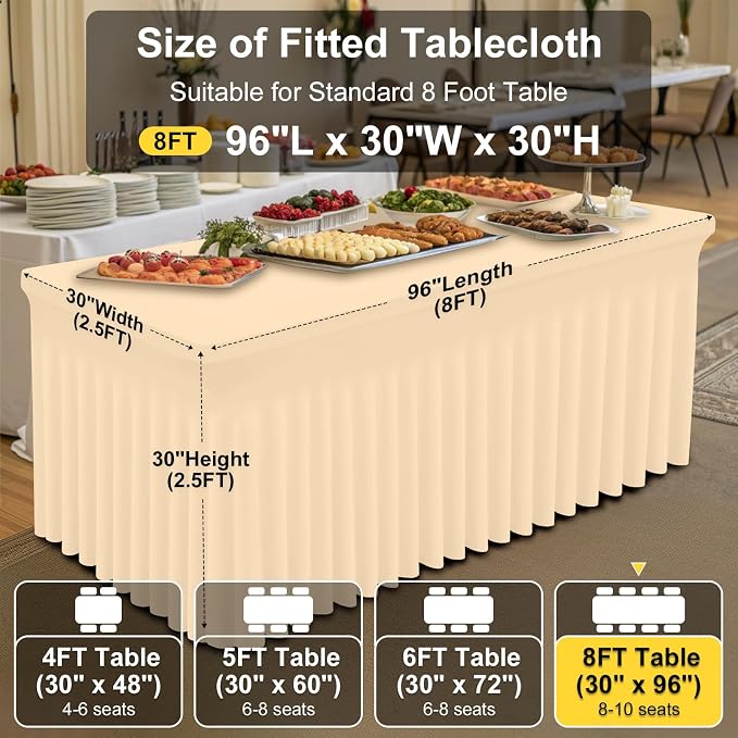 Smiry 2 Pack Spandex Elastic Fitted Table Cloth Skirt for 8FT Table - Image 5