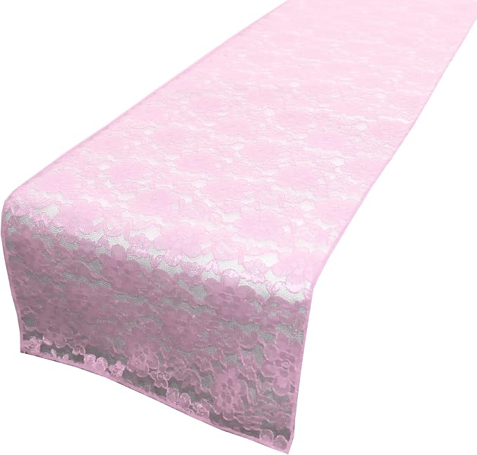 Zen Creative Designs 10 Pack Floral Lace Table Runner Sheer Lace Event Party Wedding Table Decor (12" by 60", Pink) by ZenCreativeDesigns