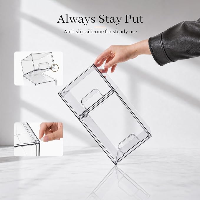 TIPGO Clear Stackable Storage Drawers, Baby Bottle Organizer, Easily-Access Makeup Organizer, Durable Containers for Bathroom Countertop, Pantry and Medicine Cabinet Organizer - Image 8