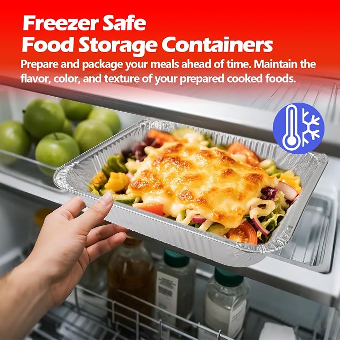 9x13 Aluminum Foil Pans, 10 Pack Disposable Trays Half Size Heavy Duty Tin Pans Deep Food Containers For Cooking, Meal Prep, Baking, Roasting, Chafing, Heating or Steam Table - Image 4