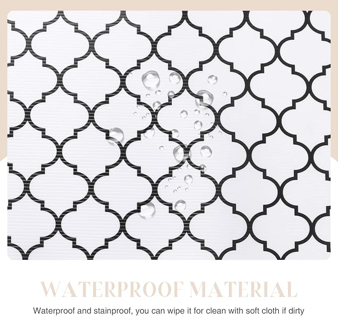 Glotoch Shelf Liner, 12" W x 240" L, Black and White Quatrefoil - Image 5