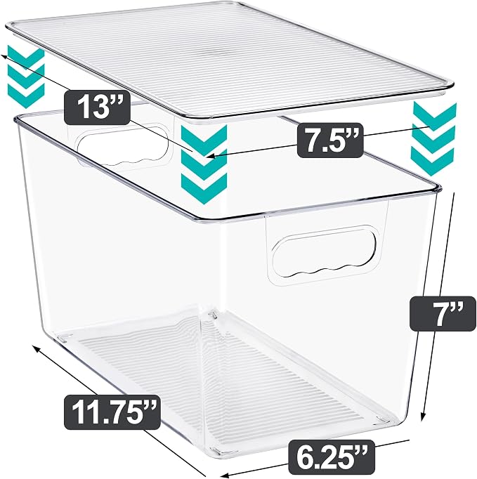 Clear Storage Bins with Lids, 10 Pack X-Large Stackable Clear Bins, Clear Storage Containers with Lids, Plastic Organizer Boxes for Pantry Storage, Kitchen Cabinets, Closet Organization, Bathroom - Image 5