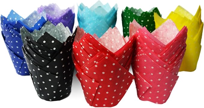 200pcs Polka Dot Cupcake Liners, Muffin Liners Baking Cups, Tulip Muffin Liners, Cupcake Wrapper for Party, Wedding, Birthday, Easter, Christmas - Image 3