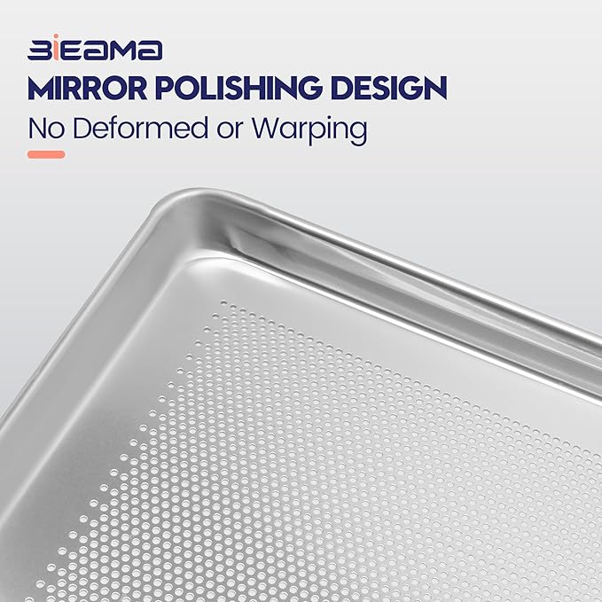 BIEAMA 6 Pack Perforated Half Size 18" x 13" Baking Sheet Pan | Aluminum Commercial Bakery Equipment Cookie Sheets, NSF Approved Baking Tray - Image 4