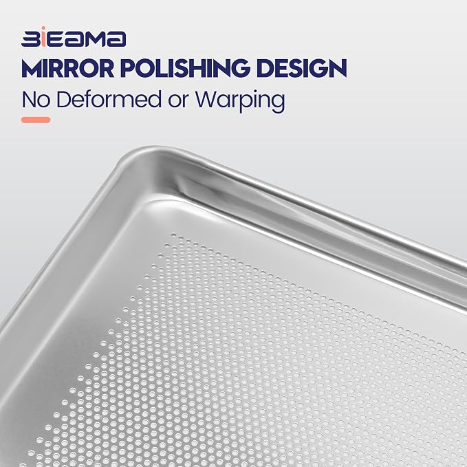 BIEAMA 12 Pack Perforated Full Size 26" x 18" Baking Sheet Pan | Aluminum Commercial Bakery Equipment Cookie Sheets, NSF Approved Baking Tray - Image 4