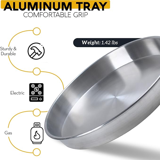 Alpine Cuisine Aluminum Oven Baking Tray 19-inch - Bakeware Pizza Cooking Pan for Oven - Durable Round Pizza Tray For Pie Cookie - Healthy & Heavy Duty, Rust Free & Dishwasher Safe - Image 3