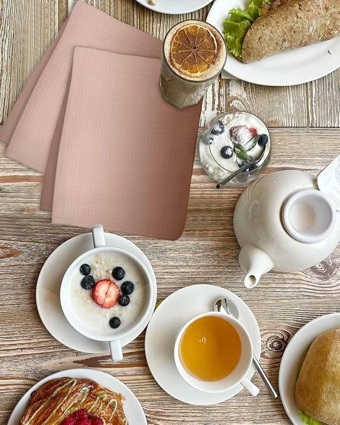 Ombre Maroon Dish Towels Set, Waffle Weave Kitchen Towels Microfiber Towels Cleaning, Contemporary Minimalist Gradient Solid Color Soft Absorbent Dish Drying Towels Hand Towels 3 Pack 15.7x23.6 Inch - Image 4