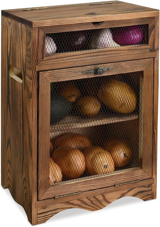 Ikee Design Free Assemble Wood Countertop Potato and Onion Storage Cabinet by IkeeDesign