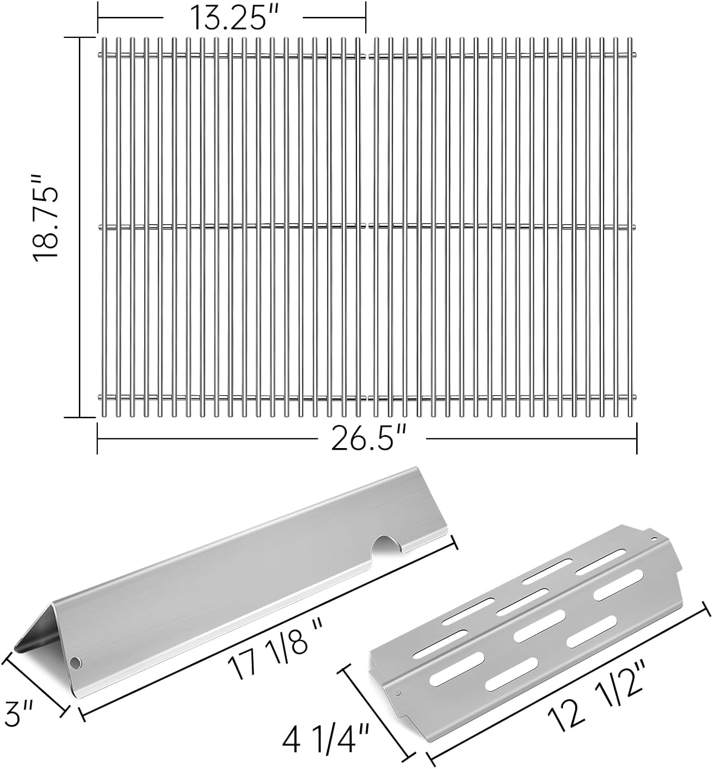 Kalomo Grill Grates Parts for Weber Genesis II E-310, S-310, E-315, E-330, E-335, S-335, LX S-340, E-340, 66802, 66795 18”Flavorizer Bars Stainless Steel Grids BBQ Gas Grill Replacement Parts