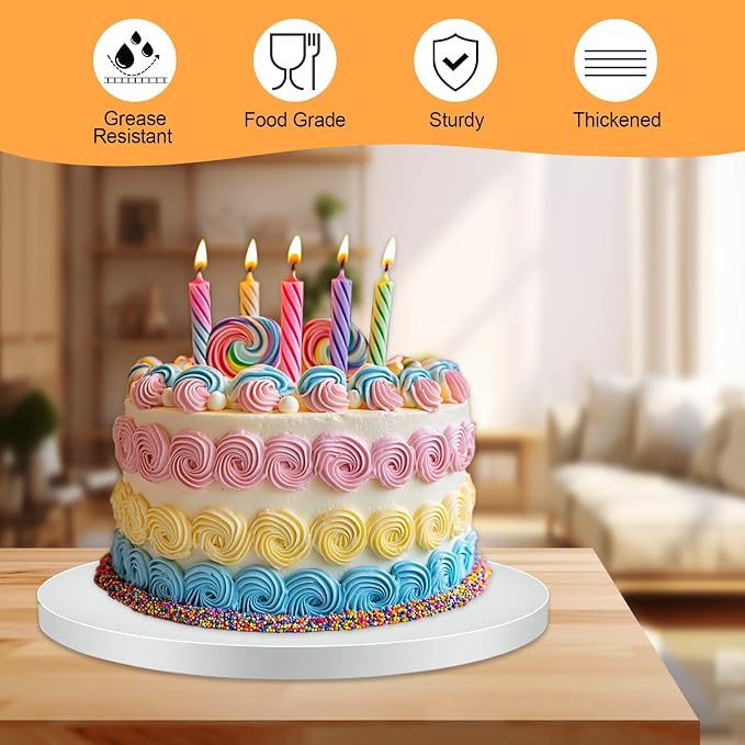 12 PCS Cake Drums 12 Inch Round, 1/2 Inch Thick Cake Boards, Food-Grade White Cardboard Cake Bases for Layer Cakes, Weddings, Birthdays & Bakery Use - Image 4