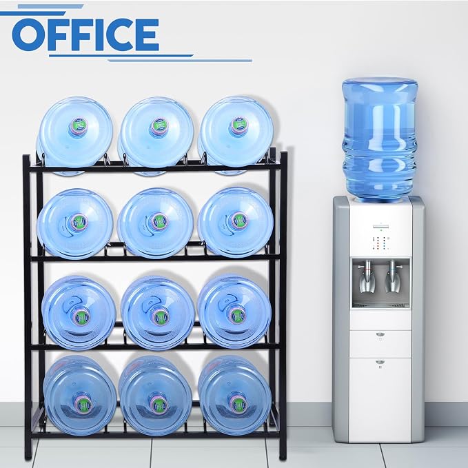 Nuogo 5 Gallon Water Jug Rack 5 Gallon Water Jug Holder Water Jug Holder Stand Heavy Duty Water Bottle Organizer Storage Rack Accessory for Home Room Kitchen (4 Tiers) - Image 6