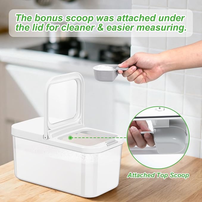 12 Lbs Rice Flour Sugar Storage Containers Dry Food Holder with Flip-up Lid | Airtight 6.5 Qt Crystal-Clear BPA Free Plastic Pet Dog Food Storage Container Bin for Kitchen Pantry Organization - Image 4
