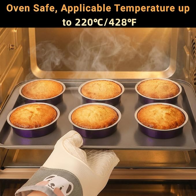 Beasea 7.3oz Cheesecake Pan with Lids, 20 Pack 4 Inch Round Aluminum Foil Disposable Tart Tins, Cupcake Container with Lids Mini Pie Tart Pans Baking Cups For Pizza Quiche - Violet Purple - Image 5