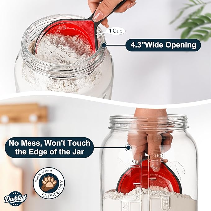 2 Pack Wide Mouth Mason Jars with Airtight Lid and Silicone Gasket | 1 Gallon Large Glass Containers for Food Storage like Flour Sugar, Sun Tea, Kombucha, Refrigerator Safe Fermentation Jar - Image 3