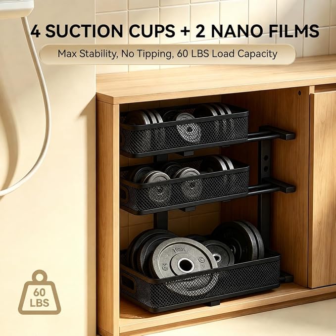 2 Pack 3 Tier Under Sink Organizer with Pull Out Drawer, Height Adjustable Heavy Duty Metal Under Cabinet Organizer, Smooth Sliding Storage Shelf for Kitchen, Bathroom Cabinet Organization, Black - Image 7