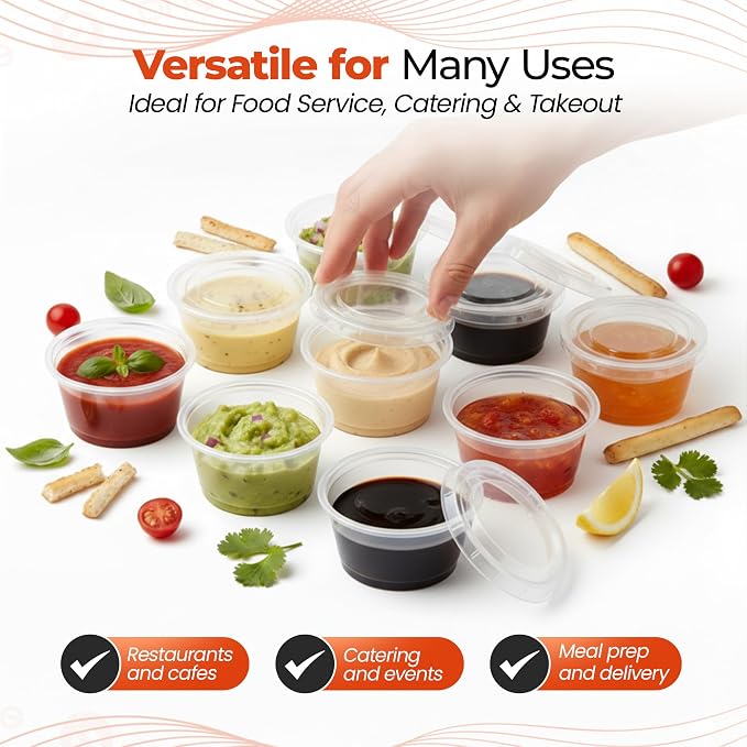 1.5-2oz Clear Plastic Portion Cup Lids – 2,500 Pack, Ultra Clear PET Disposable Lids, Secure Fit Covers for 1 Ounce Portion & Condiment Cups for Food Service (1.5-2 oz Portion Cups Lids) - Image 3