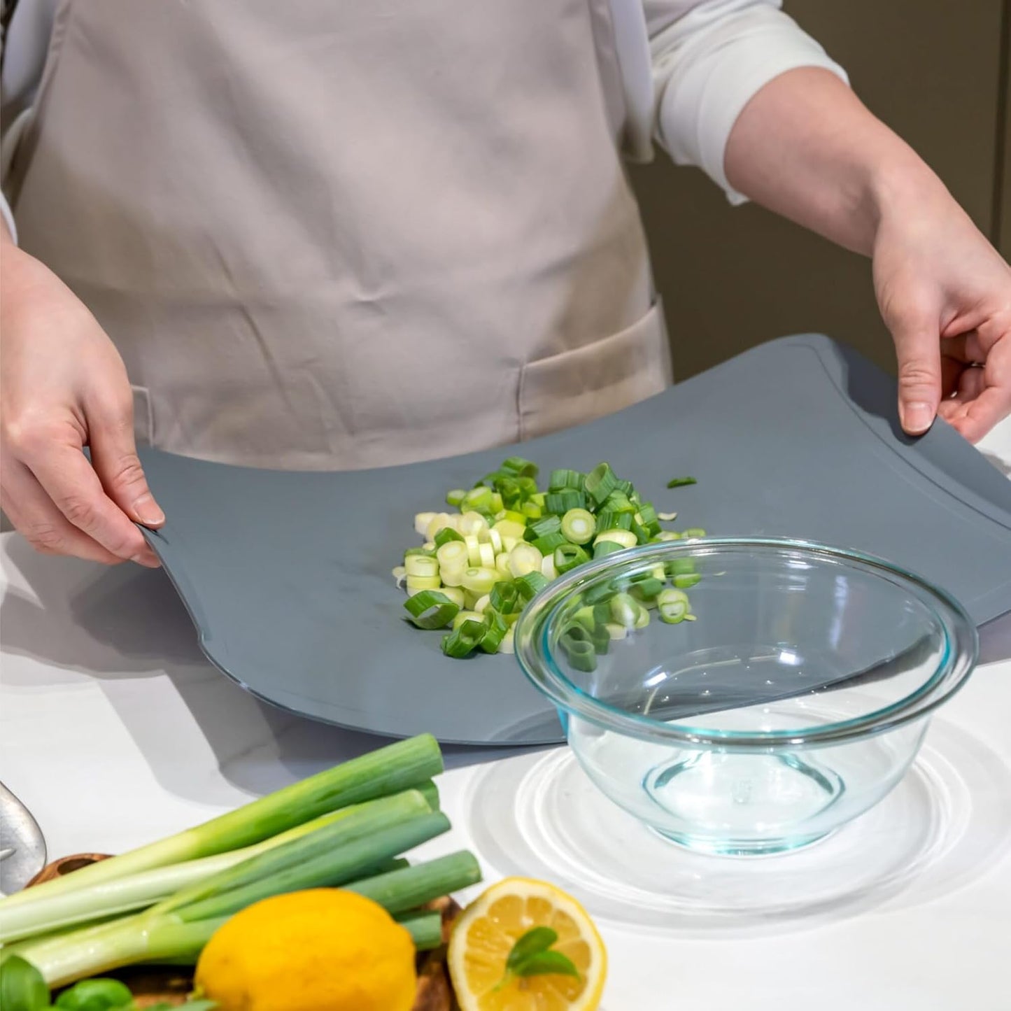 Blue Ginkgo TPU Cutting Mats [Set of 3] – Korean-Made Flexible, Knife-Friendly, Durable Kitchen Cutting Boards (Red, Blue, Yellow)