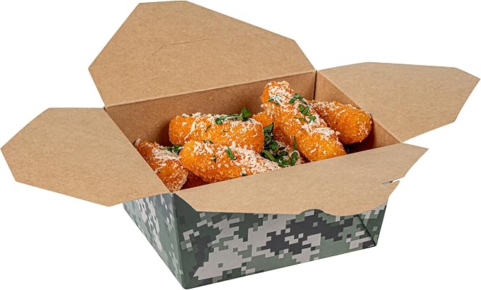 Restaurantware-Bio Tek 5.1 x 4.1 x 2.6 Inch Food Containers, 200 Durable Takeaway Boxes - Disposable, Sturdy, Camouflage Paper 30 Ounce Takeout Boxes, Rectangle, For Takeout And Delivery, Or Picnics - Image 10