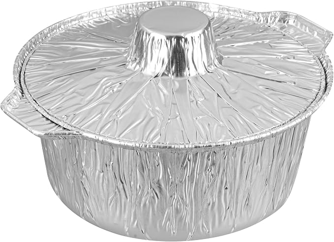 Foil Lux 60 Ounce Pans And Lids, 100 Disposable Pots With Lids - Oven-Ready, Stove Compatible, Aluminum Foil Baking Pans, Freezable, For Outdoor Camping, Vacation, Picnic, And More - Restaurantware - Image 2