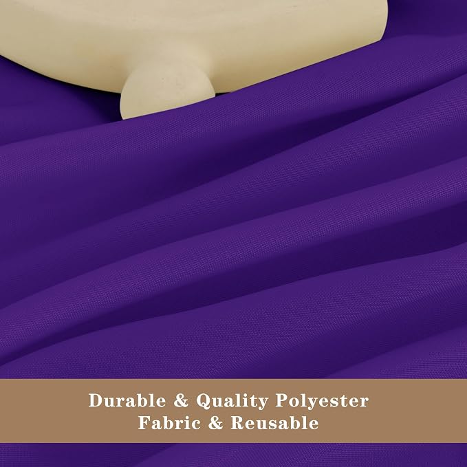 Fitable 6 Pack Purple Tablecloths 90 Inch Round for 36"-72" Tables - Image 3