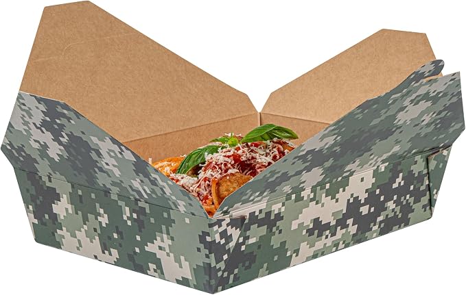 Restaurantware-Bio Tek 8.5 x 6.2 x 1.9 Inch Food Containers, 200 Durable Takeaway Boxes - Disposable, Sturdy, Camouflage Paper 49 Ounce Takeout Boxes, Rectangle, For Takeout And Delivery, Or Picnics - Image 13