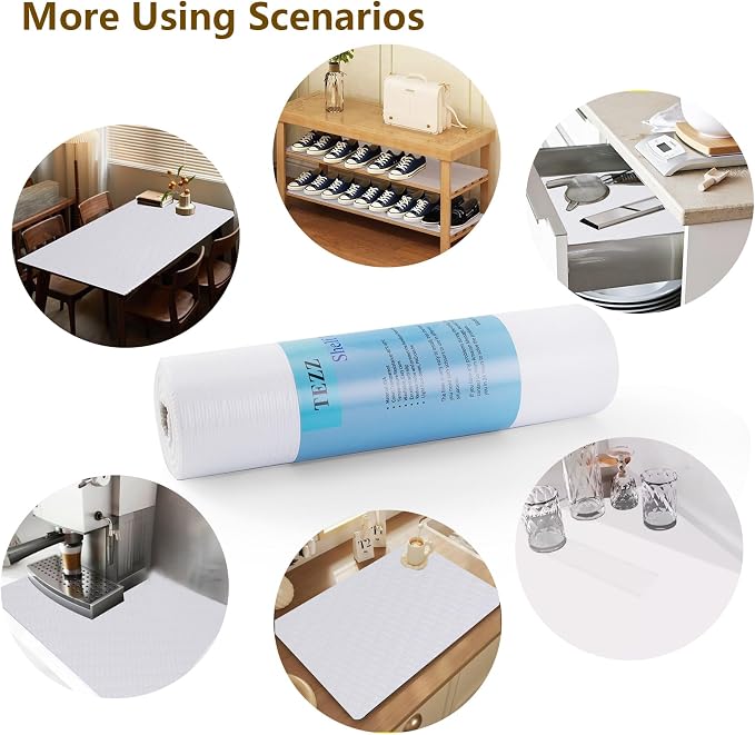 Shelf Liner, 11.8 Inches x 40 FEET Non-Slip Kitchen Cabinet Liner, Washable Oil-Proof Non-Adhesive Contact Paper for Drawer, Cabinet, Shelves, Cupboard, Refrigerator, Storage, Desks, Countertop - Image 6