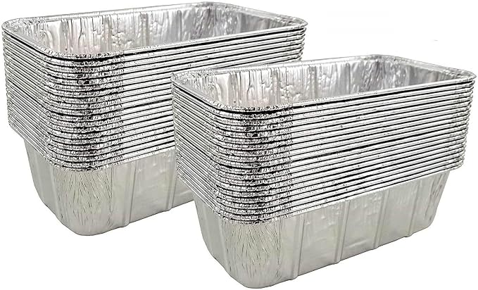 PACTOGO Loaf Pans - Disposable Aluminum Foil 1 1/2 lb. Bread Tins 8.5" X 4.5" X 2.3" (Pack of 50) by PACTOGO