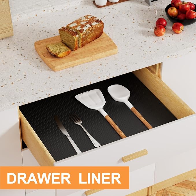 FLPMIX 17.7-in Cabinet Shelf Liner: Black Waterproof Kitchen Cabinet Liner - Image 3